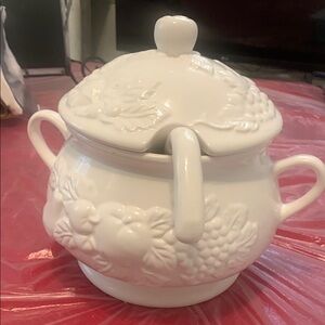 Elegant White Ceramic Soup Tureen